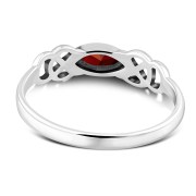 Marquise cut Delicate Garnet Stone Celtic Silver Ring, r552