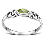 Marquise cut Delicate Peridot Celtic Silver Ring, r552