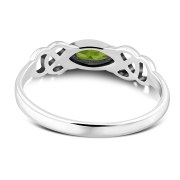 Marquise cut Delicate Peridot Celtic Silver Ring, r552