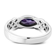 Marquise cut Amethyst CZ Celtic Silver Ring, r553
