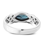 Marquise cut Blue Topaz CZ Celtic Silver Ring, r553