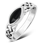 Black Onyx Celtic Silver Ring, r553