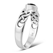 Black Onyx Celtic Silver Ring, r553