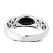 Black Onyx Inlaid Celtic Silver Ring, r553