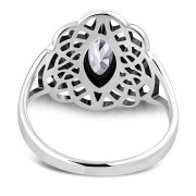 Celtic Knot Clear CZ Silver Ring