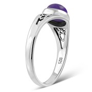 Amethyst Genuine Stone Trinity Knot Silver Ring, r557