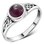 Garnet Trinity Knot Silver Ring, r557