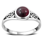 Garnet Trinity Knot Silver Ring, r557