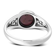 Garnet Trinity Knot Silver Ring, r557