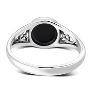 Black Onyx Trinity Knot Silver Ring, r557
