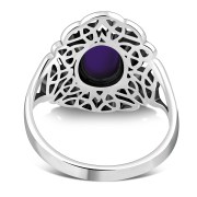 Amethyst Genuine Stone Cab Celtic Trinity Knot Silver Ring, r558