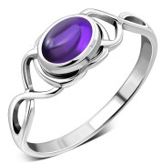Light Celtic Knot Amethyst Genuine Stone Silver Ring, r563
