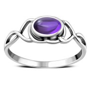 Light Celtic Knot Amethyst Genuine Stone Silver Ring, r563