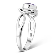 Light Celtic Knot Amethyst Genuine Stone Silver Ring, r563