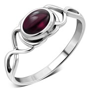 Light Celtic Knot Garnet Silver Ring, r563