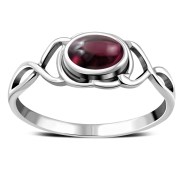 Light Celtic Knot Garnet Silver Ring, r563
