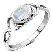 Light Celtic Knot Rainbow Moonstone Silver Ring, r563
