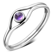 Evil Eye Silver Amethyst Genuine Stone Ring, r570