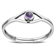 Evil Eye Silver Amethyst Genuine Stone Ring, r570