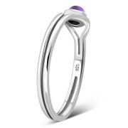 Evil Eye Silver Amethyst Genuine Stone Ring, r570