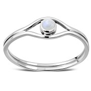 Evil Eye Silver Rainbow Moonstone Ring, r570