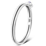 Rainbow Moonstone Delicate Silver Band Ring, r572