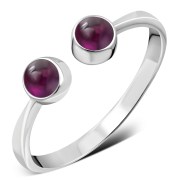 Garnet Stone Silver Open Ring, r575