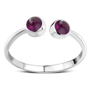 Garnet Stone Silver Open Ring, r575