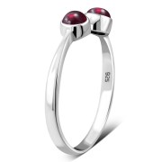 Garnet Stone Silver Open Ring, r575