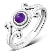 Amethyst Spiral Silver Ring, r577
