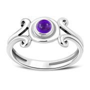 Amethyst Spiral Silver Ring, r577