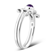 Amethyst Spiral Silver Ring, r577