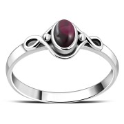 Garnet cab Celtic Silver Ring, r578