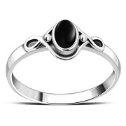 Black Onyx Celtic Knot Silver Ring, r578