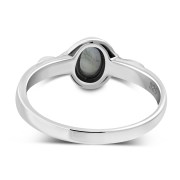 Rainbow Moonstone cab Celtic Silver Ring, r578