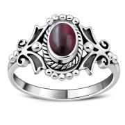 Garnet Native Style Ethnic Silver Ring, r581