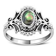 Abalone Shell Native Style Ethnic Silver Ring, r581