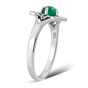 Delicate Green Agate Celtic Silver Ring, r582
