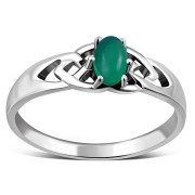 Green Agate Celtic Knot Silver Ring, r583
