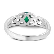 Green Agate Celtic Knot Silver Ring, r583