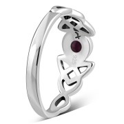 Celtic Trinity Silver Garnet Ring, r586