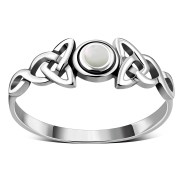 Celtic Trinity Silver Mother of Pearl Ring, r586