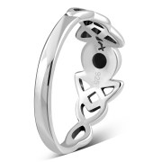 Celtic Trinity Silver Black Onyx Ring, r586