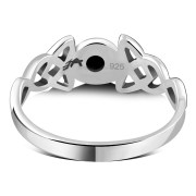 Celtic Trinity Silver Black Onyx Ring, r586