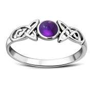 Amethyst Celtic Trinity Silver Ring, r590