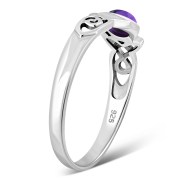 Amethyst Celtic Trinity Silver Ring, r590