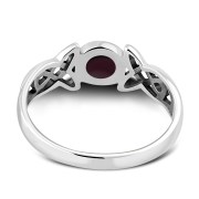 Garnet Celtic Trinity Silver Ring, r590