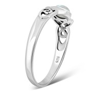 Rainbow Moonstone Celtic Trinity Silver Ring, r590