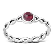 Garnet Infinity Knot Band Silver Ring, r591