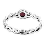 Garnet Infinity Knot Band Silver Ring, r591